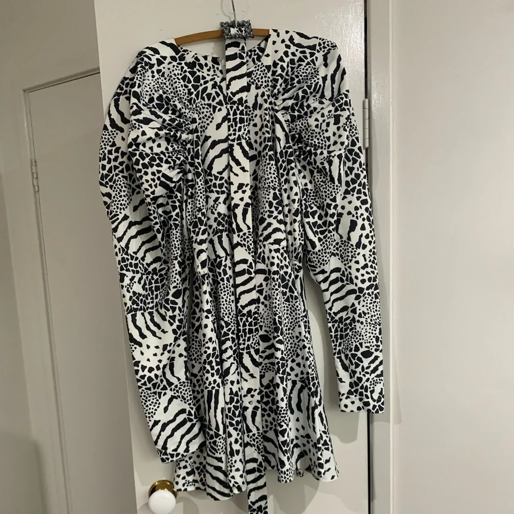 ROTATE by Birger Christensen Tara Taffeta zebra-print minidress - Picture 4 of 13
